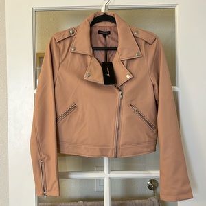 Shinestar dusty rose pink faux leather bomber jacket M